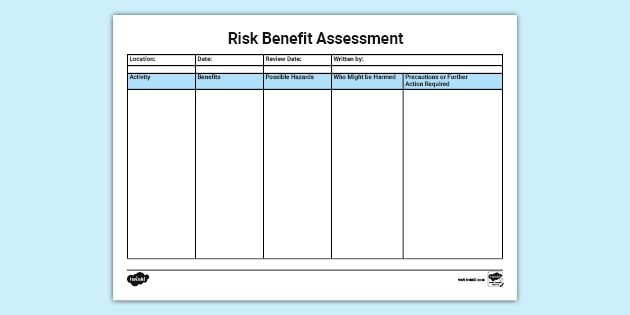 Early Years Risk Assessment Template - Printable Resource