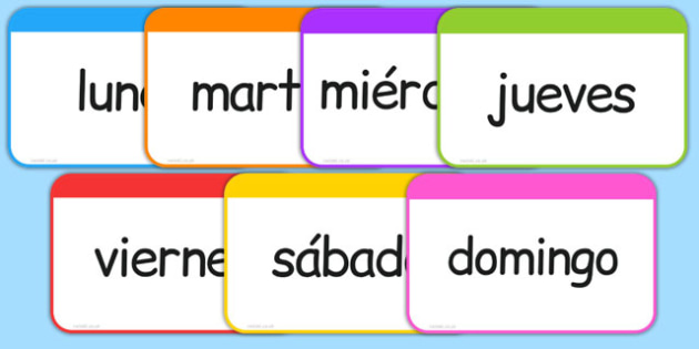 Days of the Week - Flashcards in Spanish and English