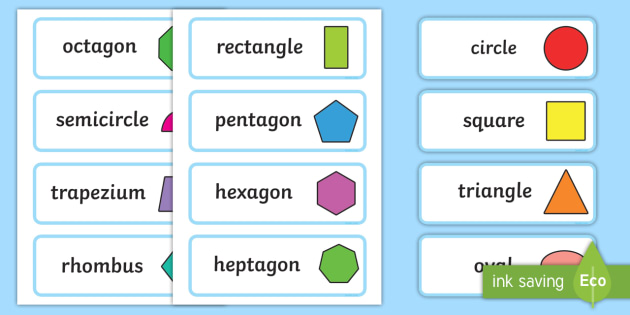 English Geometric Shapes Names, Definition and Examples; Table of