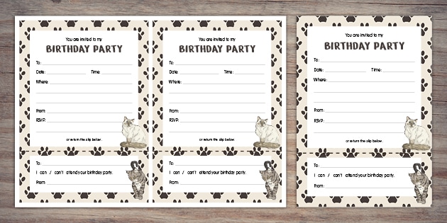 Cat Birthday Invitations | Twinkl Party (teacher made)