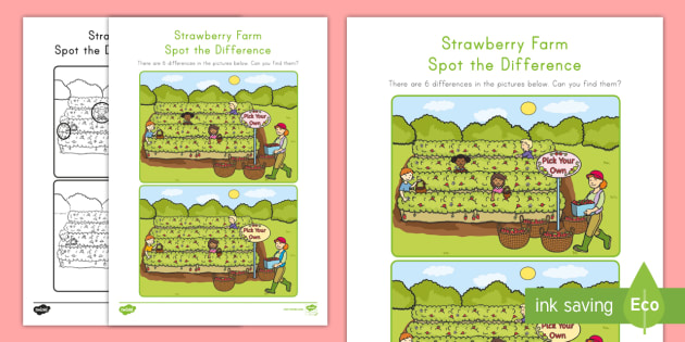 Strawberry Farm Spot the Difference Worksheet / Activity Sheet