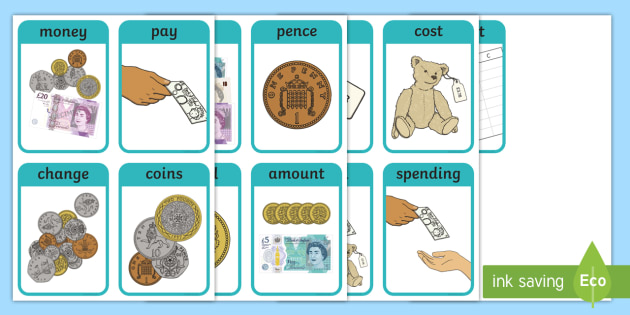 CfE First Level Numeracy and Mathematics Money Keyword Flashcards-Scottish