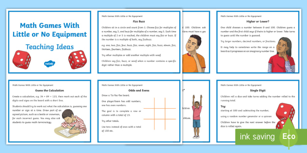 Math Games With Little Or No Equipment Teaching Ideas