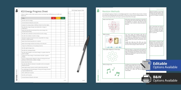 KS3 Energy Progress Sheet