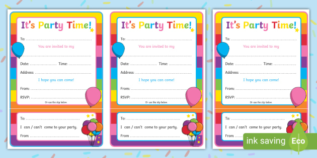 Party Invitation Templates – Free – Primary Resource