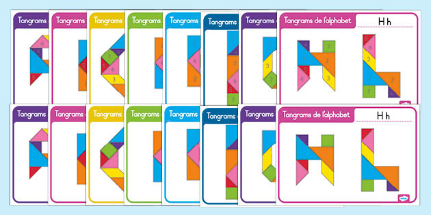 Tangrams de l'alphabet avec et sans chiffres
