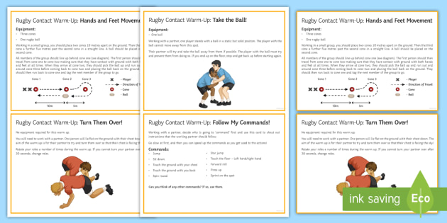 Rugby: Contact Warm Up Cards (teacher made)