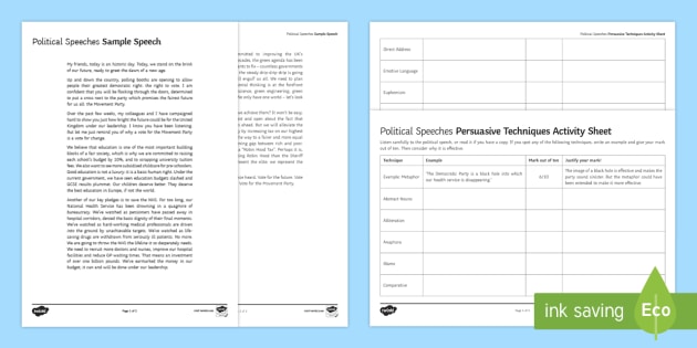 political speech writing examples