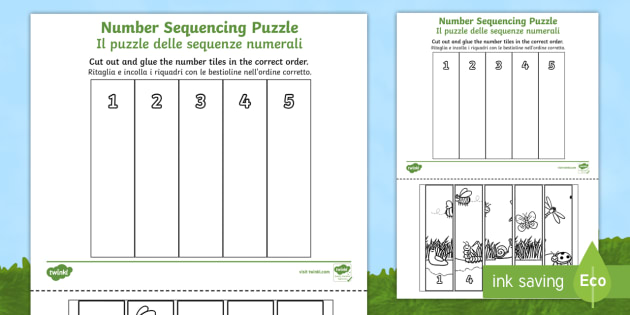 minibeast themed number sequencing puzzle worksheet worksheet