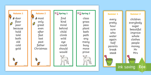 year-2-common-exception-words-bookmarks-high-frequency-words-bookmarks