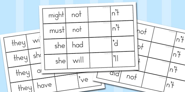 Contractions Folding Aid (teacher Made)