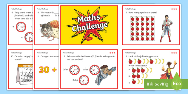 free year 2 maths challenge cards teacher made