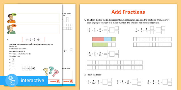 👉 Y5 Supports White Rose: Adding Fractions Worksheets Pdf