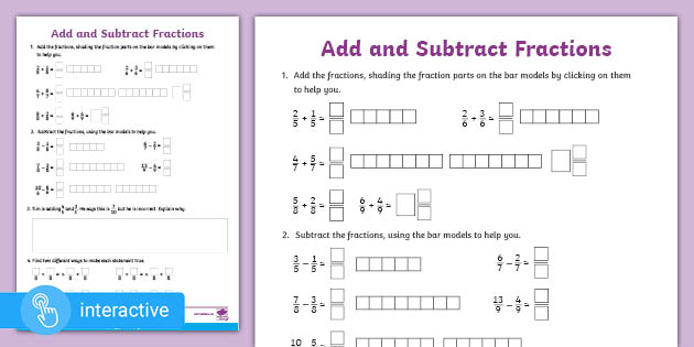 👉 Interactive Pdf: Wrm Y5 Fractions Add And Subtract Fractions