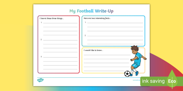 Football Write Up Worksheet (Teacher-Made)