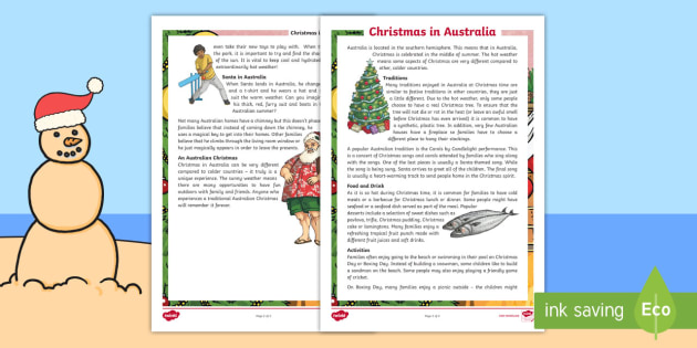 Australian Christmas Facts Trivia Sheet | Primary Resources