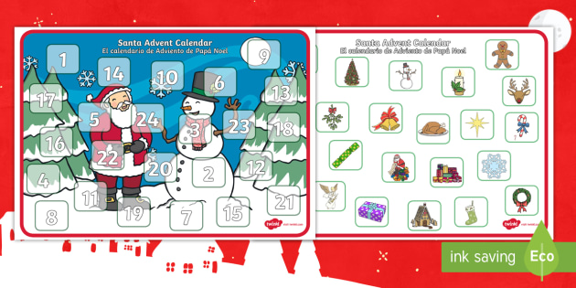 Santa Advent Display Calendar English/Spanish