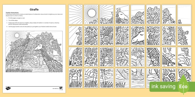Giraffe Mindfulness Collaborative Colouring Activity Pack
