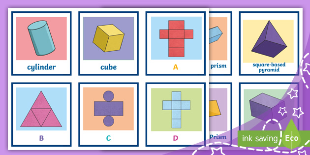 👉 3D Shapes and Nets Matching Game (teacher made)