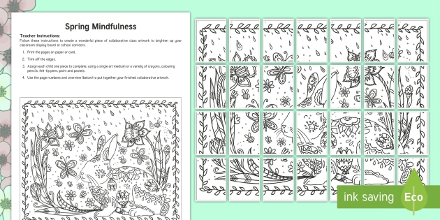 spring mindfulness collaborative colouring activity pack