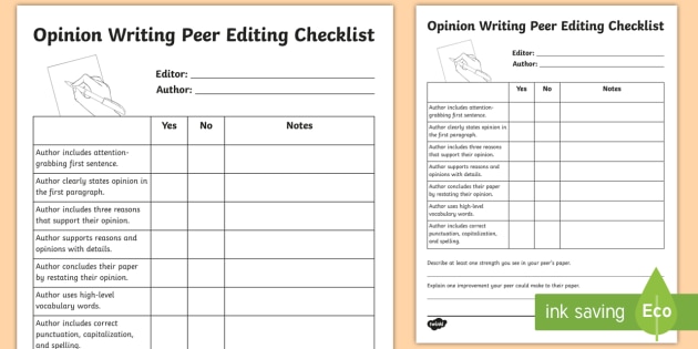 peer review checklist essay