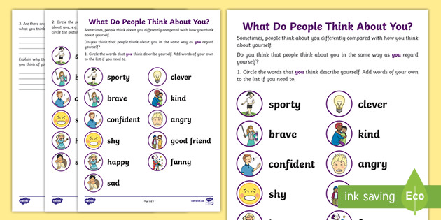 * NEW * What Do People Think About You? Worksheet