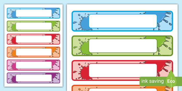 splat themed editable gratnells tray labels