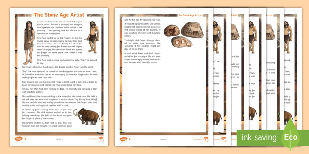 Stone Age Reading Comprehension PDF (teacher made)