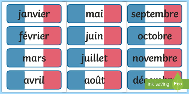 clipart names of months in french