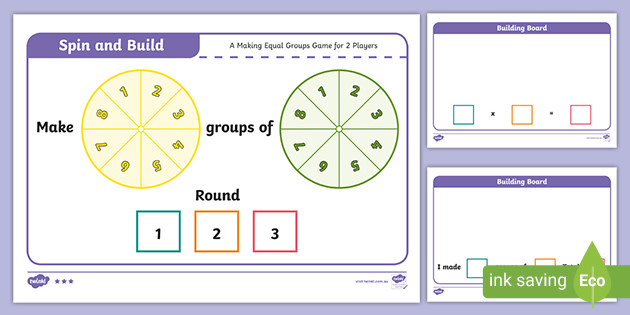 Spin and Build Making Equal Groups Game multiplication