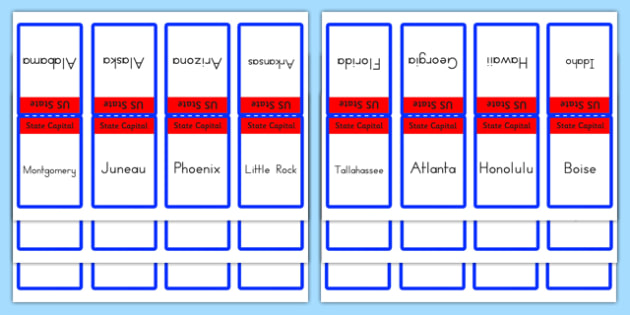 states capitals flash cards