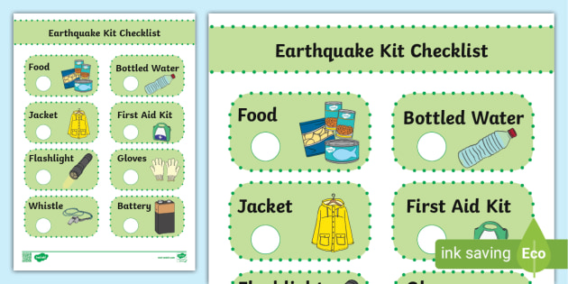 Earthquake Kit Checklist (Teacher-Made) - Twinkl
