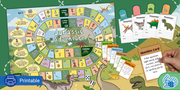 Editable Dinosaur Theme Board Game Printable