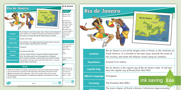 KS2 Rio de Janeiro Fact File (Teacher-Made)