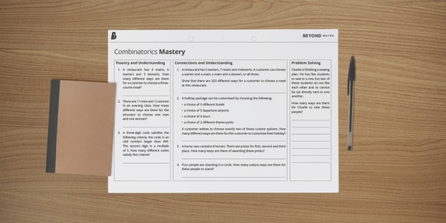 Mastery: Combinations Worksheet | Beyond (teacher made)