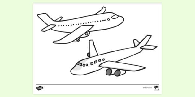 FREE FREE Aeroplane Plane Colouring Sheet