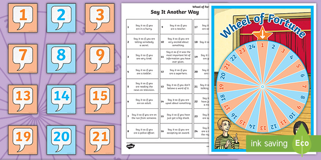 Say It Another Way Wheel of Fortune Spinning Wheel Activity Pack