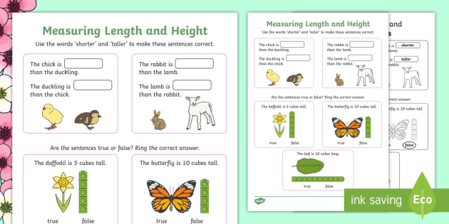 spring themed measuring worksheet primary twinkl