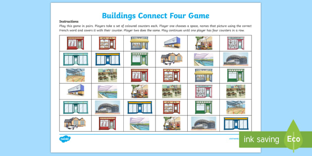 French Buildings Four-in-a-row Game (teacher Made)