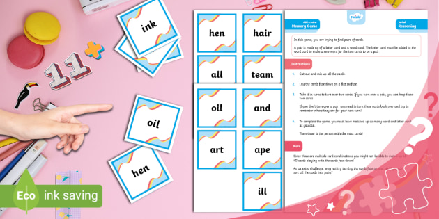 verbal reasoning add a letter memory game twinkl