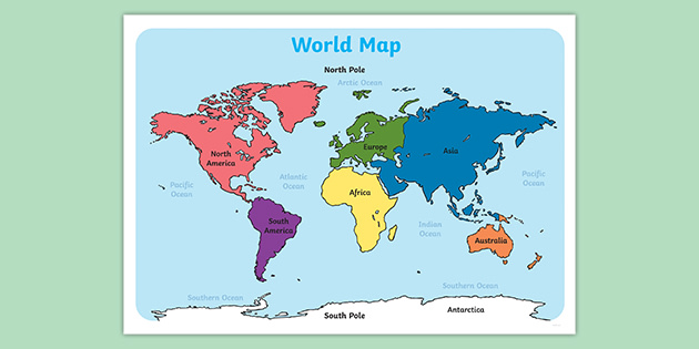 World Map Labelled - Printable Resources (teacher made)