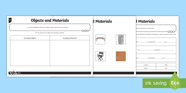 object and materials worksheet worksheet teacher made