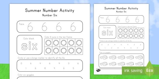 summer number six worksheet worksheet teacher made