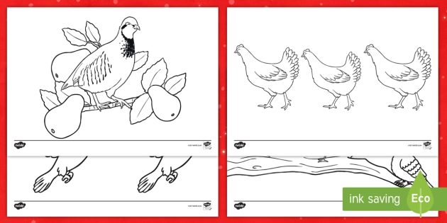 12 Days Of Christmas Colouring Pages Teacher Made