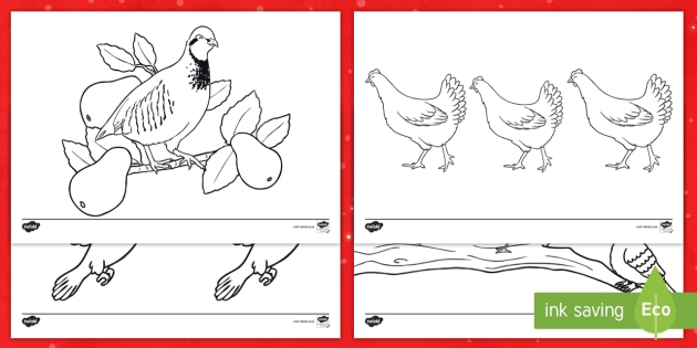 12 days of christmas colouring pages teacher made