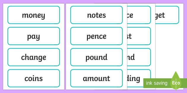 money vocabulary word cards twinkl resources