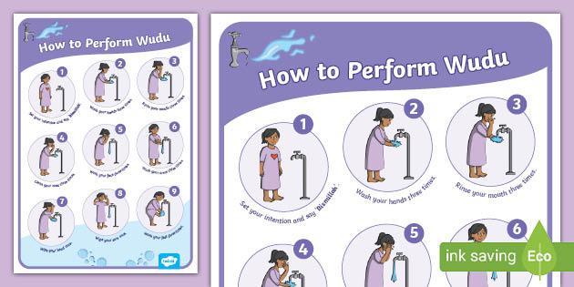 How To Perform Ablution (Wudu) Sequencing Flashcards (Girl)