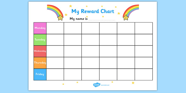 FREE! - My Reward Chart (Rainbows) - my reward chart, space, chart, reward