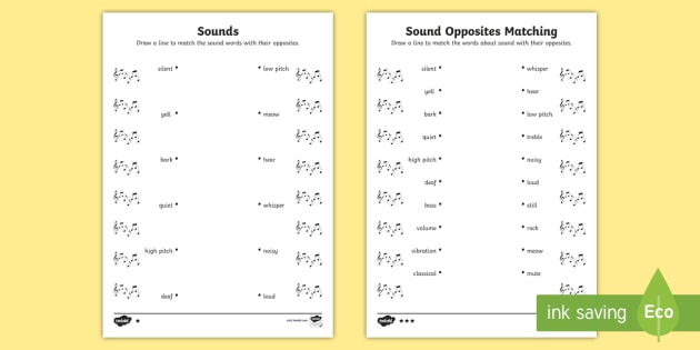 Sound Words Matching Differentiated Worksheet / Worksheet