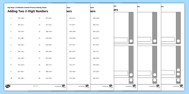 Adding 2 Digit Numbers - KS1 Arithmetic Worksheet